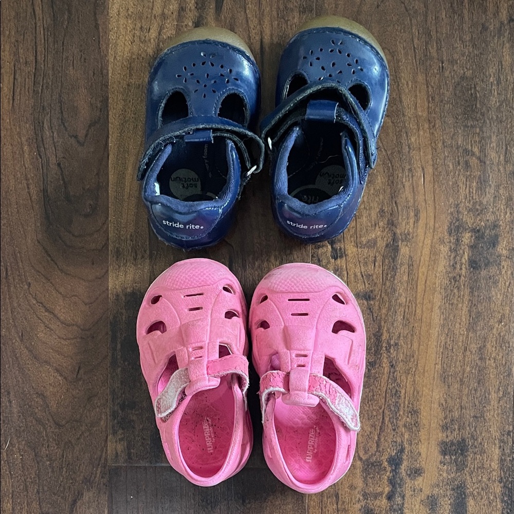 Stride Rite Navy and Pink Baby Girls Infant Shoes